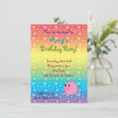 Rainbow herzen Schweine Geburtstagseinladungen Einladung (Stehend Vorderseite)