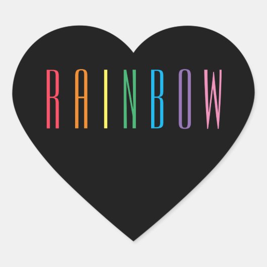 RAINBOW Herzklammern / Schwarz Herz-Aufkleber (Vorderseite)