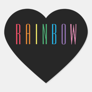 RAINBOW Herzklammern / Schwarz Herz-Aufkleber