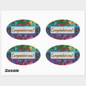 Rainbow Herzlichen Glückwunsch Digital Art Ovaler Aufkleber (Blatt)