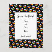 Rainbow-Herzmuster Save the Date Postkarte (Vorderseite)