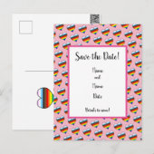 Rainbow-Herzmuster Save the Date Postkarte (Vorne/Hinten)
