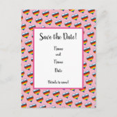 Rainbow-Herzmuster Save the Date Postkarte (Vorderseite)