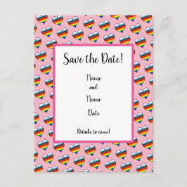 Rainbow-Herzmuster Save the Date Postkarte