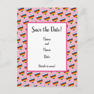 Rainbow-Herzmuster Save the Date Postkarte