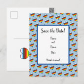 Rainbow-Herzmuster Save the Date Postkarte (Vorne/Hinten)