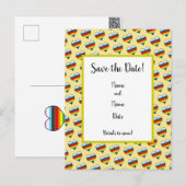 Rainbow-Herzmuster Save the Date Postkarte (Vorne/Hinten)