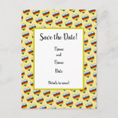 Rainbow-Herzmuster Save the Date Postkarte (Vorderseite)