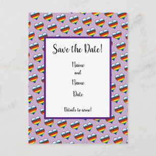 Rainbow-Herzmuster Save the Date Postkarte