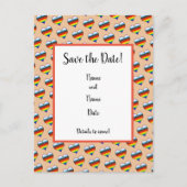 Rainbow-Herzmuster Save the Date Postkarte (Vorderseite)
