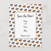 Rainbow-Herzmuster Save the Date Postkarte (Vorderseite)
