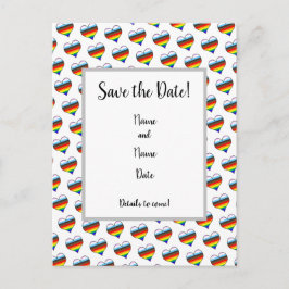 Rainbow-Herzmuster Save the Date Postkarte
