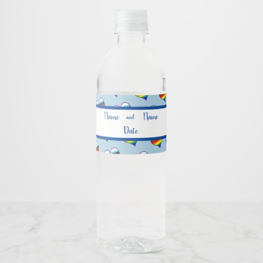 Rainbow Herzmuster Wasser Flasche Etikett (Vorderseite)