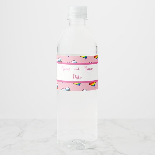 Rainbow Herzmuster Wasser Flasche Etikett (Vorderseite)