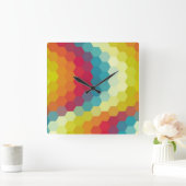 Rainbow Hexagon Chevron Pattern Quadratische Wanduhr (Zuhause)