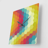 Rainbow Hexagon Chevron Pattern Quadratische Wanduhr (Winkel)