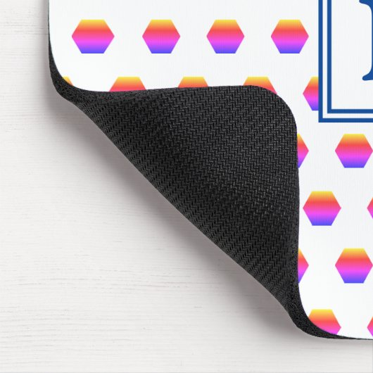 Rainbow Hexagon Geometric | Monogramm Mousepad (Ecke)