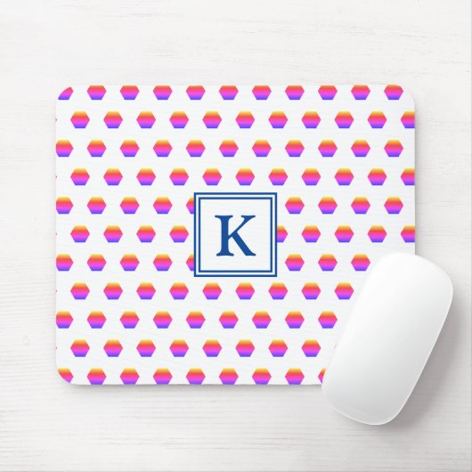 Rainbow Hexagon Geometric | Monogramm Mousepad (Mit Mouse)