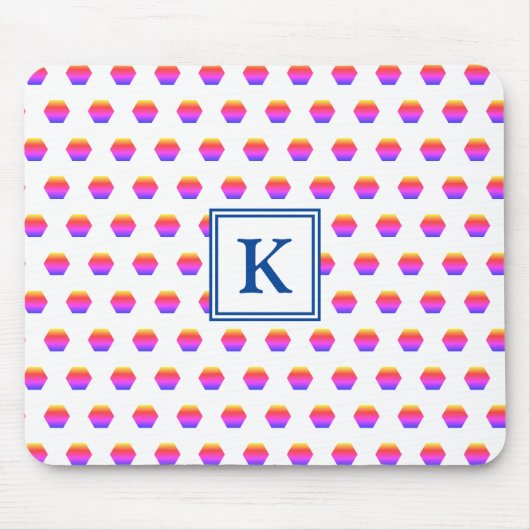 Rainbow Hexagon Geometric | Monogramm Mousepad (Vorne)
