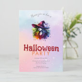 Rainbow-Hexenhair-Background-Halloween-Party Einladung (Stehend Vorderseite)