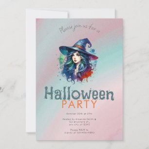 Rainbow-Hexenhair-Background-Halloween-Party Einladung