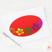 Rainbow Hibiskus Blume Ovaler Aufkleber (Umschlag)