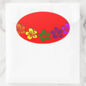 Rainbow Hibiskus Blume Ovaler Aufkleber (Tasche)