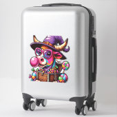 Rainbow Highland Cow Halloween Aufkleber (Koffer)