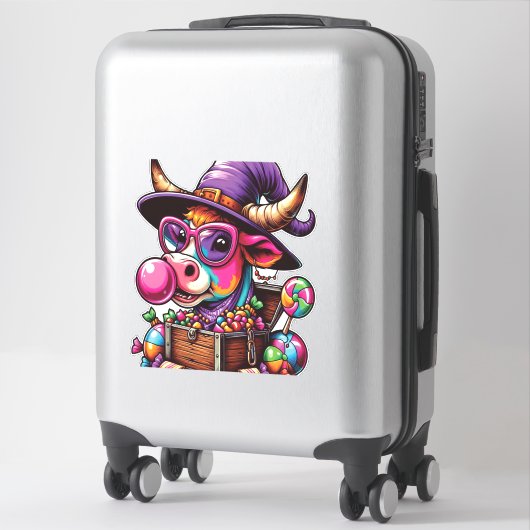 Rainbow Highland Cow Halloween Aufkleber (Koffer)