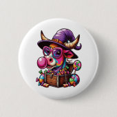 Rainbow Highland Cow Halloween Button (Vorderseite)