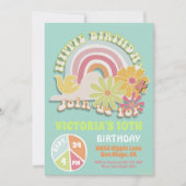 Rainbow Hippie Birthday Party Einladung (Vorderseite)
