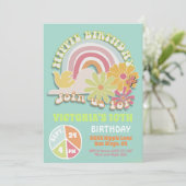 Rainbow Hippie Birthday Party Einladung (Stehend Vorderseite)