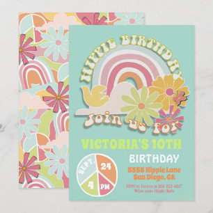 Rainbow Hippie Birthday Party Einladung