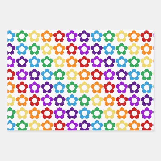 Rainbow-Hippie-Blume Geschenkpapier Set (Vorderseite)