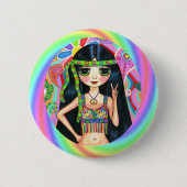 Rainbow Hippie Chick Peace Sign Button (Vorderseite)