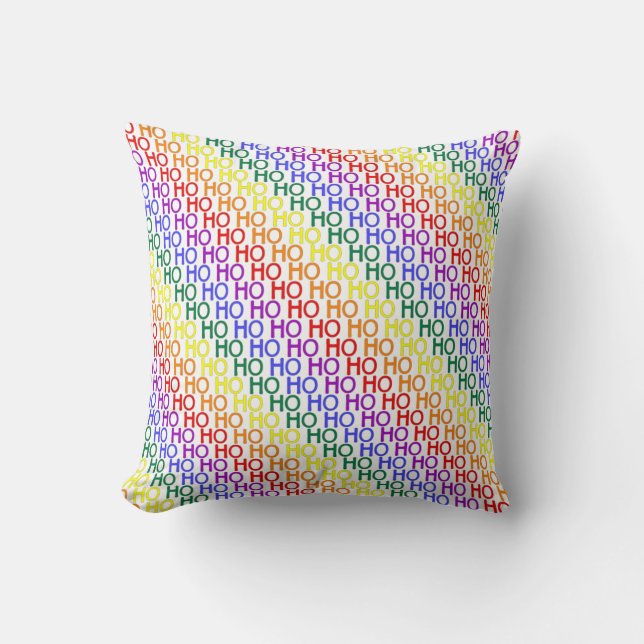 Rainbow Ho Ho Ho Pattern Kissen (Vorderseite)