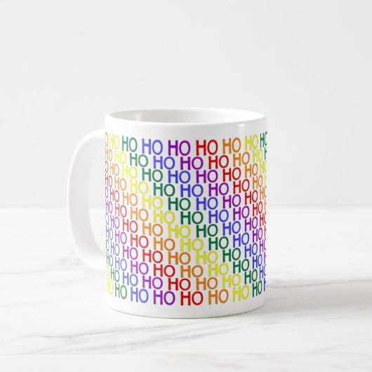 Rainbow Ho Ho Ho Pattern Tasse (Vorderseite Links)