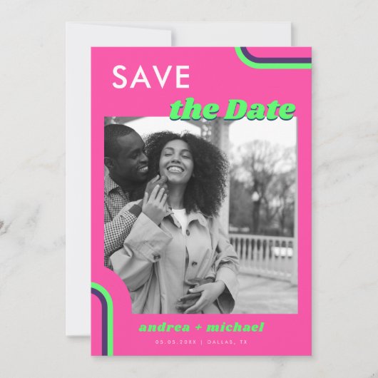 Rainbow-Hochzeit in Rosa und Grün Save The Date (Vorderseite)