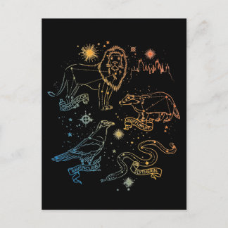 Rainbow HOGWARTS™ Houses Constellations Feiertagspostkarte
