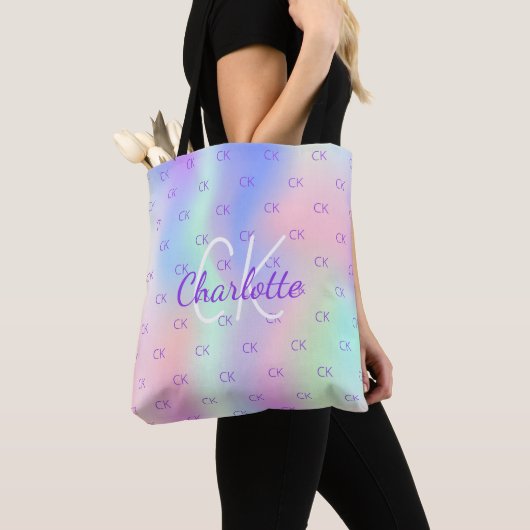 Rainbow-holografische, benutzerdefinierte Monogram Tasche (Von Nahem)