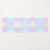 Rainbow Holograph Ombre Pink Blue Name Script Yogamatte (Rückseite (Horizontal))