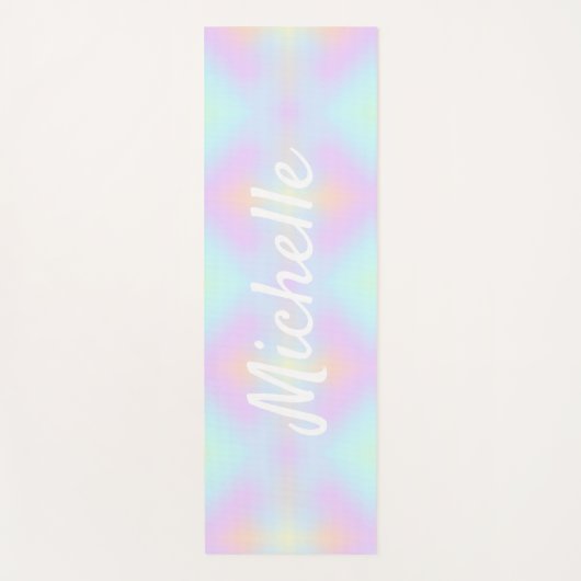 Rainbow Holograph Ombre Pink Blue Name Script Yogamatte (Vorderseite)