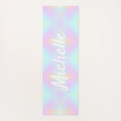 Rainbow Holograph Ombre Pink Blue Name Script Yogamatte (Rückseite)