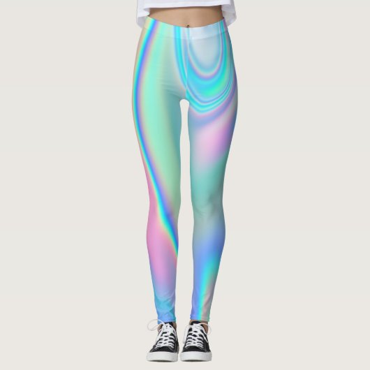 Rainbow Holographic Abstrakt Leggings (Vorderseite)