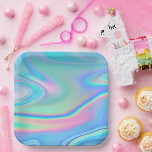 Rainbow Holographic Abstrakt Pappteller (Party)