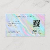 Rainbow Holographic Esthetician Qr Code Business C Visitenkarte (Rückseite)