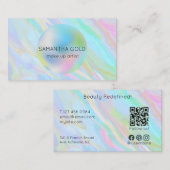 Rainbow Holographic Esthetician Qr Code Business C Visitenkarte (Vorne/Hinten)