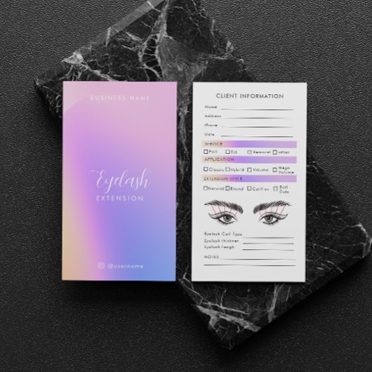 Rainbow Holographic Eyelash Extensions Map Visitenkarte