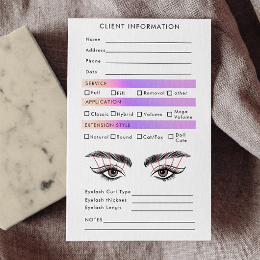 Rainbow Holographic Eyelash Extensions Map Visitenkarte