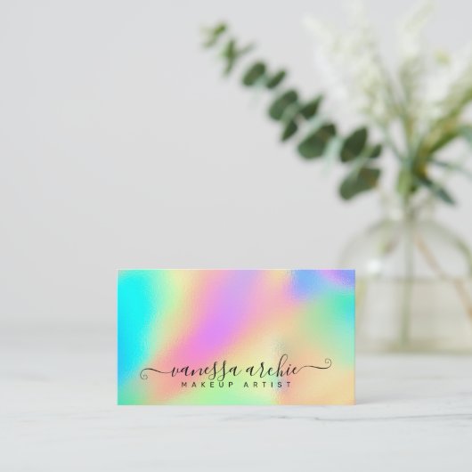 Rainbow Holographic Foods Beauty Service Business Visitenkarte (Stehend Vorderseite)